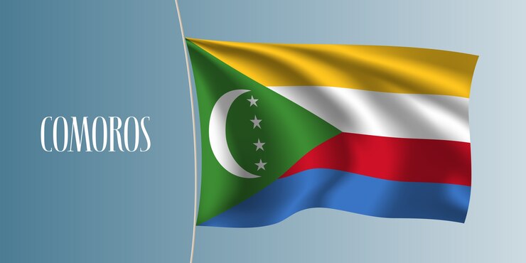 Vector comoras ondeando la bandera. elemento de diseño icónico como bandera nacional