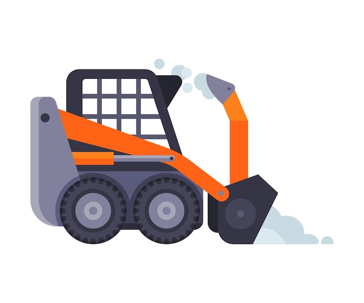 Vector compacta máquina de eliminación de nieve de invierno limpieza de carreteras ilustración vectorial del vehículo de soplador de nieve