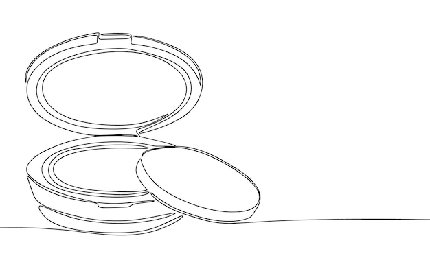 Compacto también caja de polvo caja de polvo flapjack una línea continua Vector de contorno de arte lineal