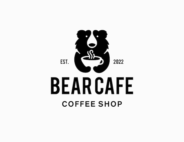 Compañía de logotipo de taza de café de oso