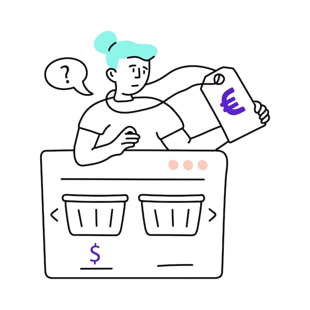 Comparación de precios vector colorido ilustración mínima archivo EPS 10