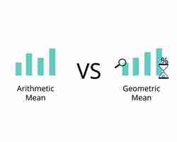 Vector comparar la media geométrica con la media aritmética para ver la diferencia entre la tasa de rendimiento promedio de un conjunto.