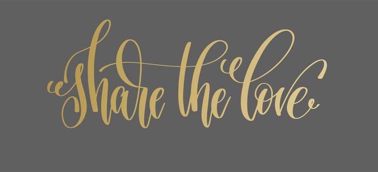 Vector comparta el texto de inscripción de letras doradas de amor para cartas de amor de diseño de san valentín