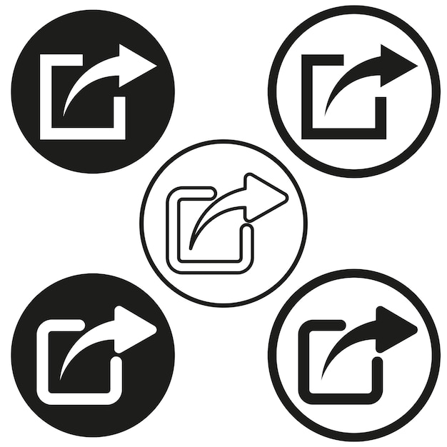 Comparte el conjunto de iconos Símbolos de flecha en círculos Ilustración vectorial EPS 10