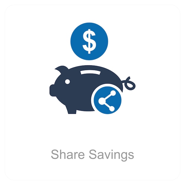 Compartir los ahorros y el concepto de icono de compartir