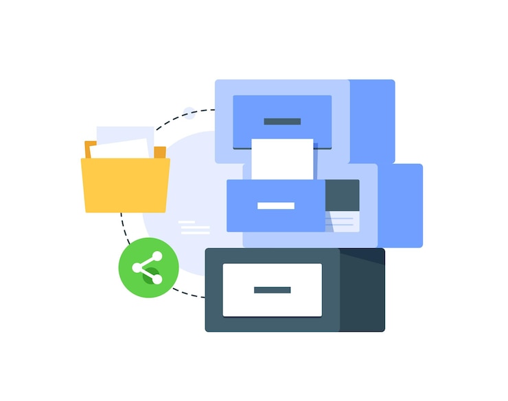 Vector compartir archivos sistemas de gestión de documentos seguros garantizan la privacidad y la seguridad de los archivos compartidos