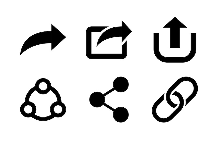 Vector compartir colección de iconos vectoriales botón de conexión compartir un archivo o enlace con los usuarios ilustración vectorial