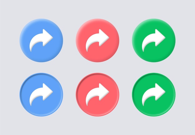 compartir icono de flecha botón responder enviar adelante volver a publicar iniciar sesión 3d círculo redondo iconos botones coloridos