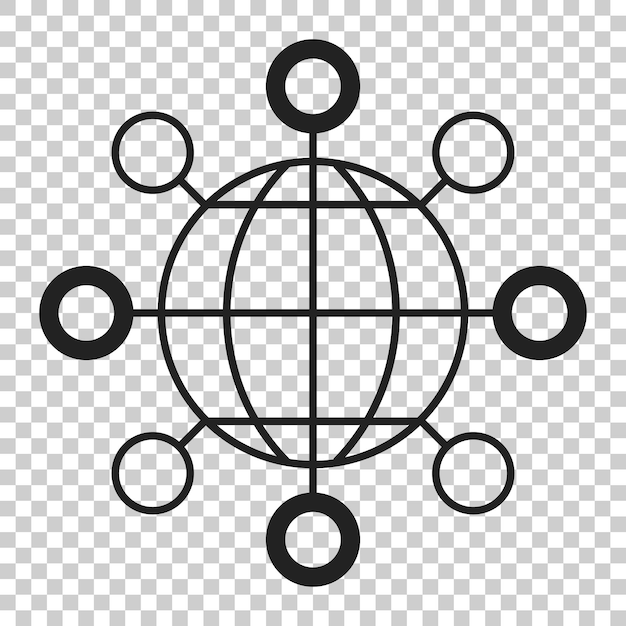 Vector compartir el icono del globo en estilo plano ilustración de conexión digital en un fondo transparente aislado concepto de negocio de comunicación de trabajo en equipo