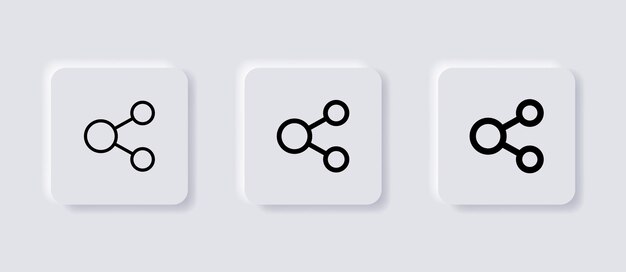 Compartir icono símbolo de conexión de red con estilo neumórfico o iconos de enlace de datos en botones de neumorfismo