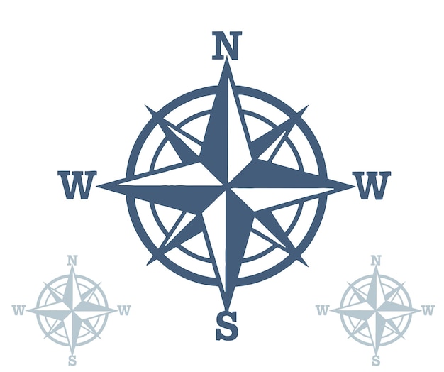 Compass Rose Illustration with North South East and West Indicators