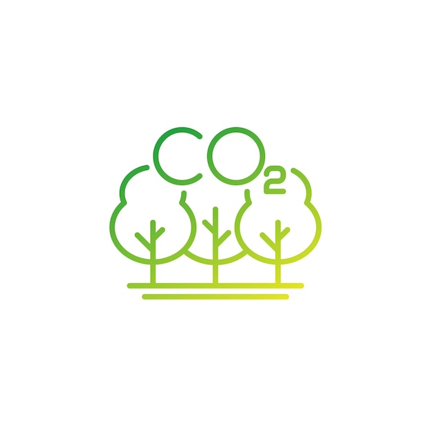 Compensación de carbono y reducción del vector de línea de icono de gas co2