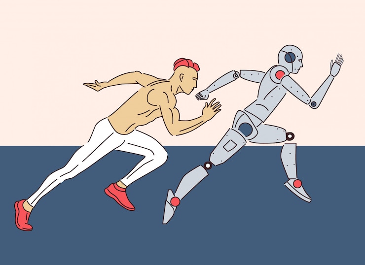 Vector competencias humanas y de robots.