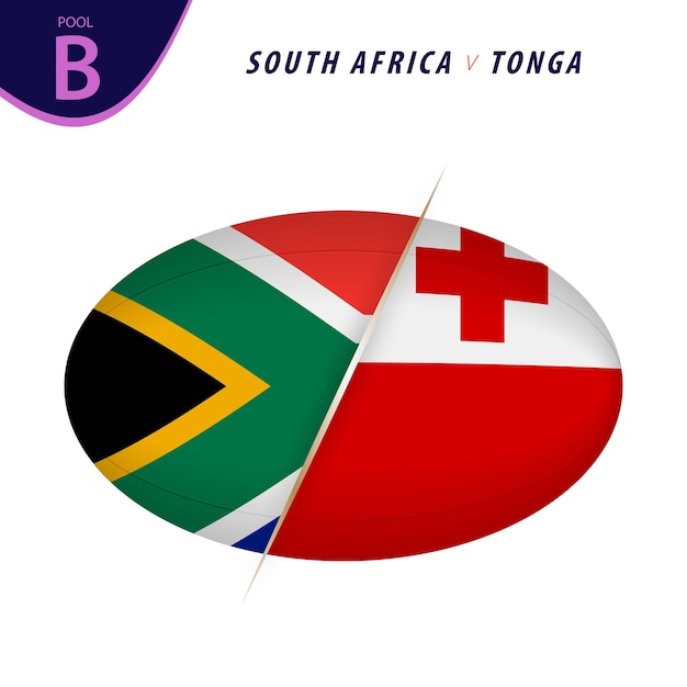 Competición de rugby Sudáfrica contra Tonga. Rugby contra el ícono.