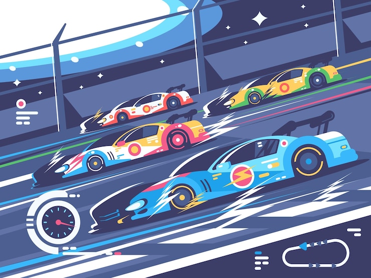 Vector competiciones de coches deportivos