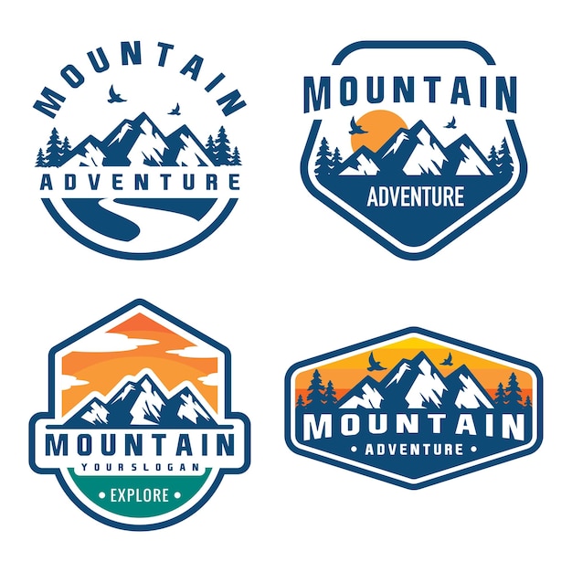 Compilación de insignia de vector de logotipo de montaña