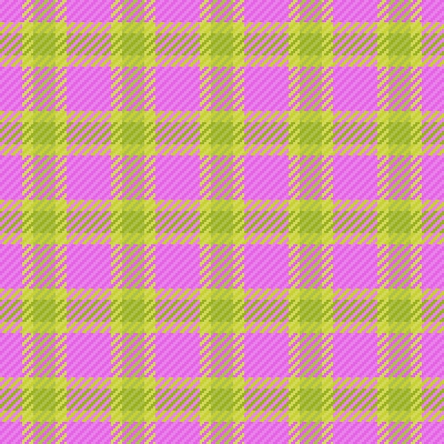Complejidad del patrón de la tela Vector de regalo Textura textil a cuadros Decoración sin costuras Fondo de tartan de cheque en colores limón y violeta