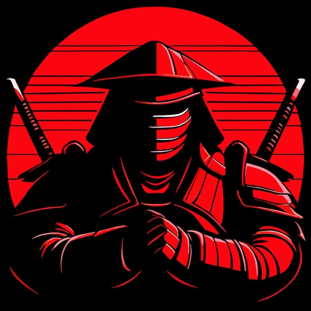 Vector el complejo concepto gráfico de la máscara de samurai de arte vectorial