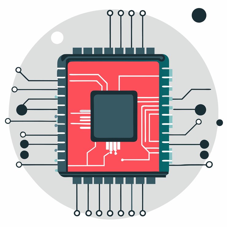 Vector el complejo concepto de la placa de circuitos impresos ilustra su funcionalidad avanzada