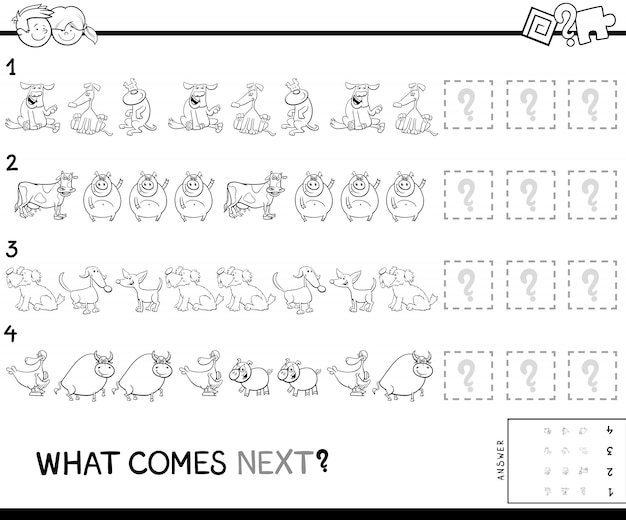 Completa el juego de patrones para el libro de colores para niños