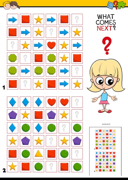 Completando el juego educativo pattern in rows