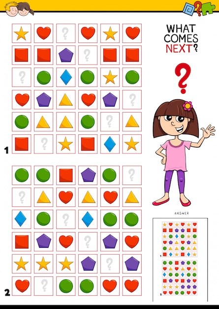 Vector completando el juego educativo de pattern in rows