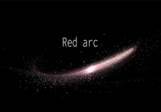 Componente de diseño de arco brillante de cobre aislado con oropel sobre fondo negro