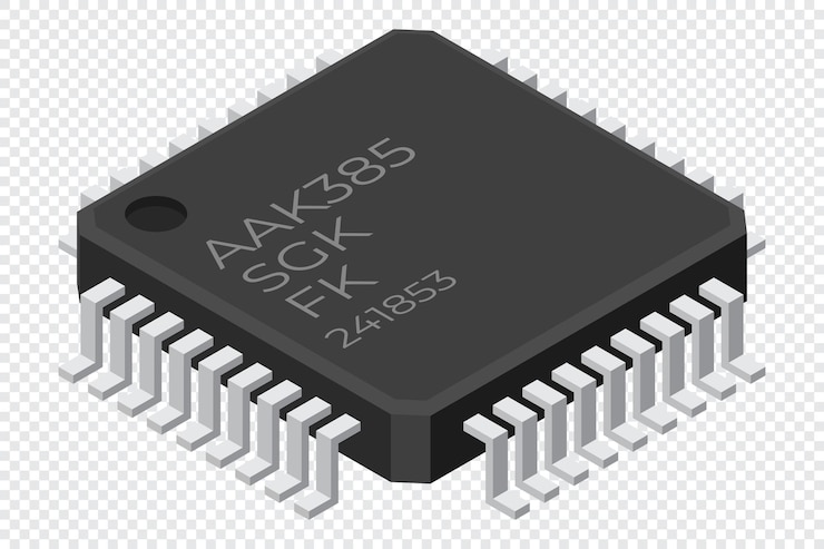 Vector componente electrónico de microchip de computadora ícono de microchip microchip isométrico tecnología del procesador de computadora microprocesador ilustración vectorial