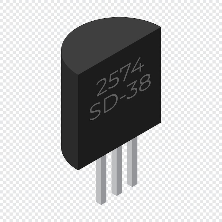 Vector componente electrónico del transistor icono del transistor transistor isométrico componente electrónica isométrica ilustración vectorial