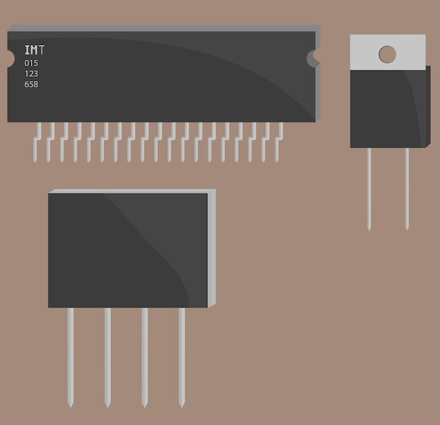 Componentes electrónicos para su parte electrónica de diseño en diseño plano
