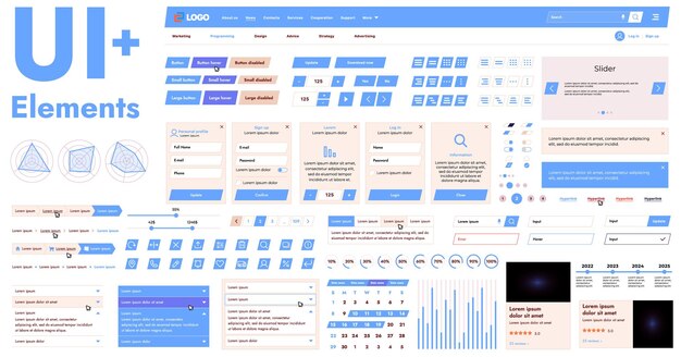 Estos componentes gráficos proporcionan un enfoque integral para el desarrollo de interfaces que cumplan con los requisitos modernos de funcionalidad y estética en los recursos de Internet