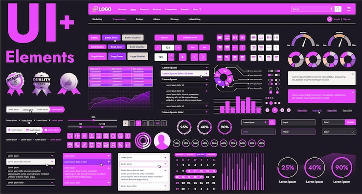 Vector estos componentes gráficos proporcionan un enfoque integral para el desarrollo de interfaces que cumplan con los requisitos modernos de funcionalidad y estética en los recursos de internet