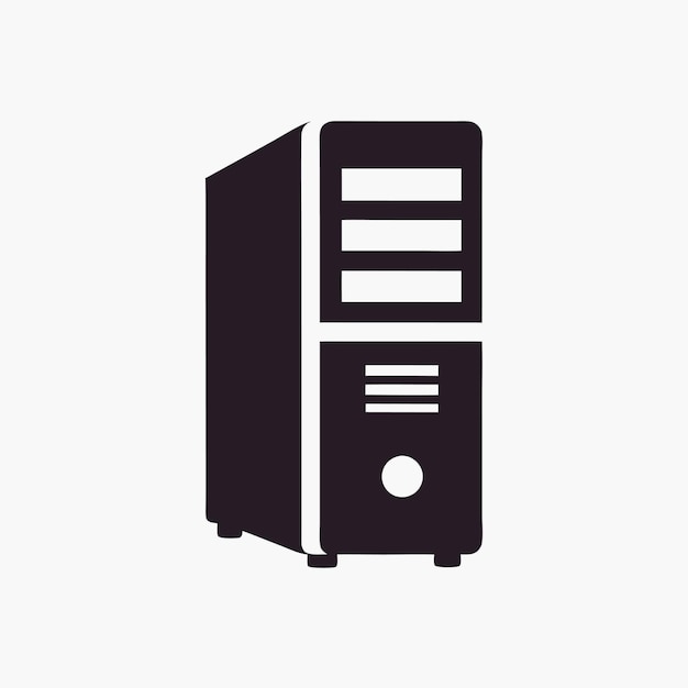 Componentes de hardware de computadora Partes y dispositivos con caja de gabinete de computadora Estilo vectorial Ilustra