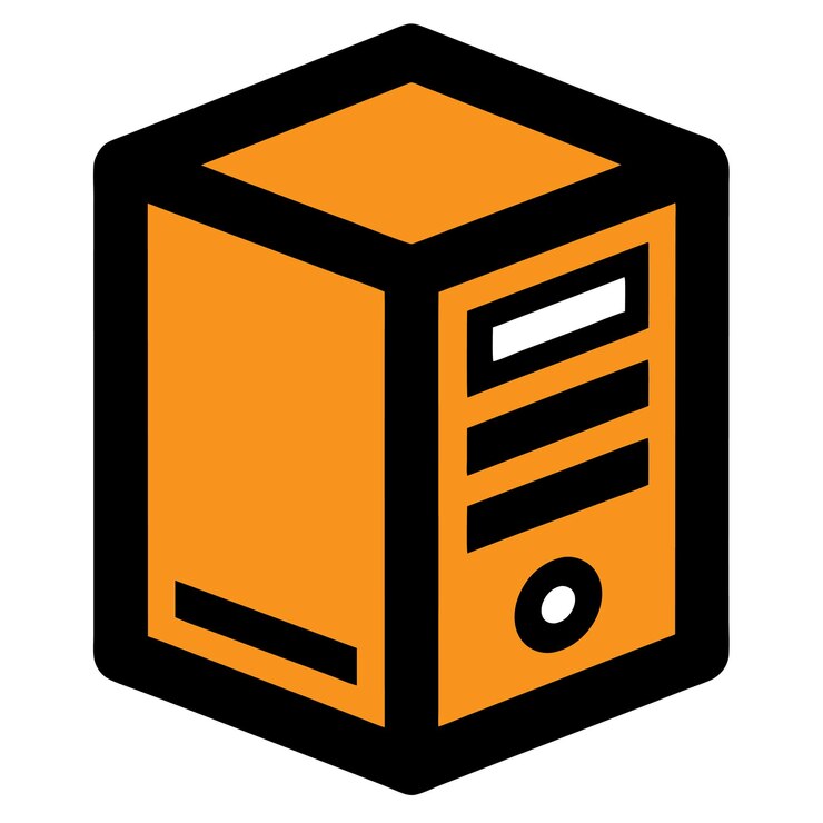 Vector componentes de hardware de computadora partes y dispositivos con caja de gabinete de computadora estilo vectorial ilustra