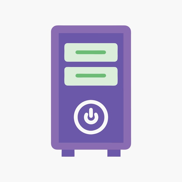Componentes de hardware de computadora Partes y dispositivos con caja de gabinete de computadora Estilo vectorial Ilustra