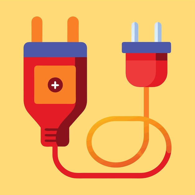 Componentes de hardware de computadora Partes y dispositivos con diseño de estilo vectorial de cable de alimentación