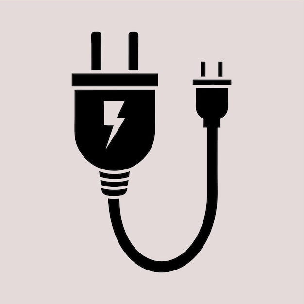 Componentes de hardware de computadora Partes y dispositivos con diseño de estilo vectorial de cable de alimentación