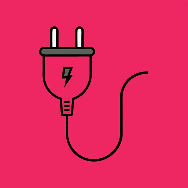 Componentes de hardware de computadora Partes y dispositivos con diseño de estilo vectorial de cable de alimentación