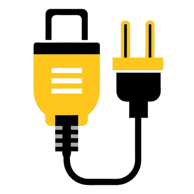 Componentes de hardware de computadora Partes y dispositivos con diseño de estilo vectorial de cable de alimentación
