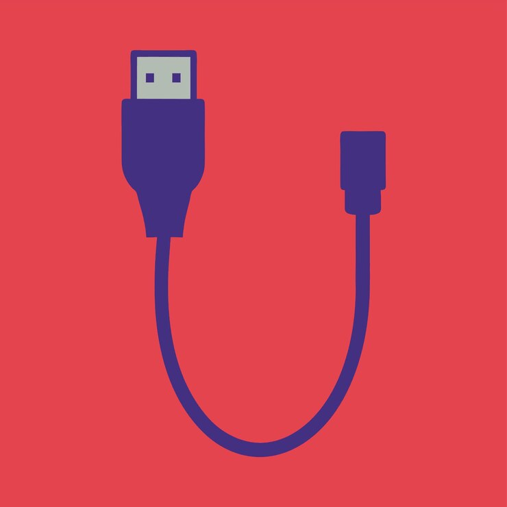 Vector componentes de hardware de computadora partes y dispositivos con diseño de estilo vectorial de cable sata