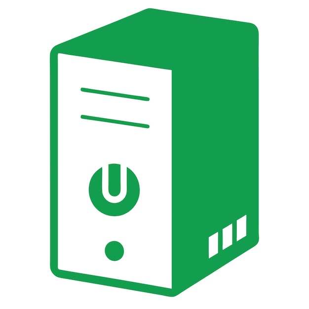 Componentes de hardware de computadora Partes y dispositivos con diseño de estilo vectorial de la caja del gabinete de la computadora