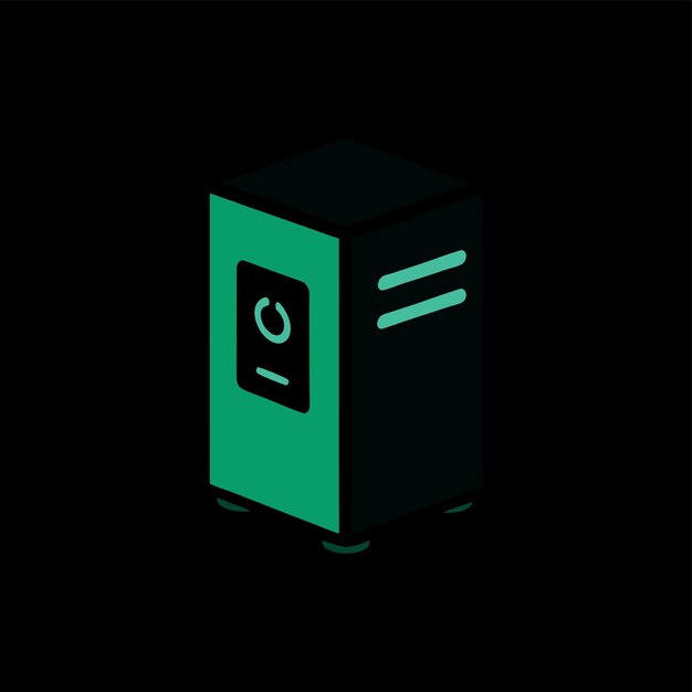 Componentes de hardware de computadora Partes y dispositivos con diseño de estilo vectorial de la caja del gabinete de la computadora