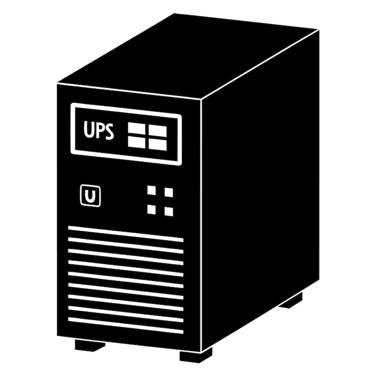 Vector componentes de hardware de computadora partes y dispositivos con diseño de estilo vectorial de la caja del gabinete de la computadora