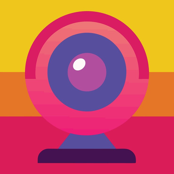 Vector componentes de hardware de computadora partes y dispositivos con diseño de estilo vectorial de cámara web
