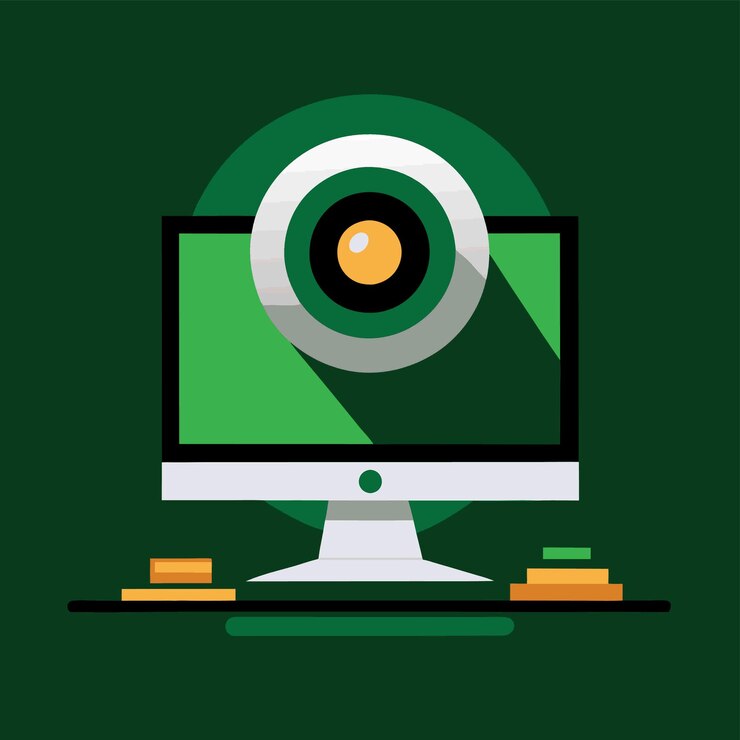 Vector componentes de hardware de computadora partes y dispositivos con diseño de estilo vectorial de cámara web