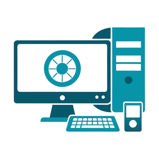 Componentes de hardware de computadora Partes y dispositivos con diseño de estilo vectorial del sistema operativo