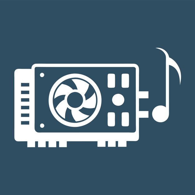 Componentes de hardware de computadora Partes y dispositivos con diseño de estilo vectorial de tarjeta de sonido