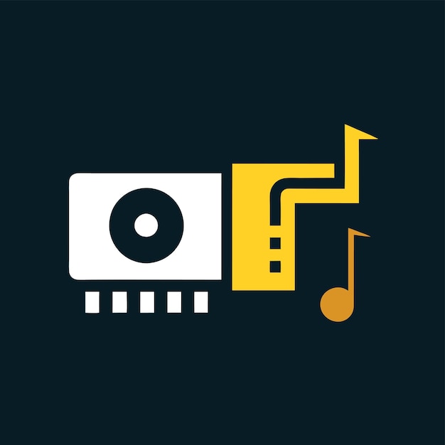 Componentes de hardware de computadora Partes y dispositivos con diseño de estilo vectorial de tarjeta de sonido
