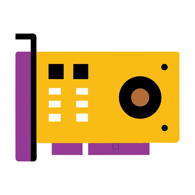 Componentes de hardware de computadora Partes y dispositivos con diseño de estilo vectorial de tarjeta de sonido