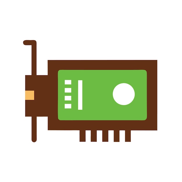 Componentes de hardware de computadora Partes y dispositivos con diseño de estilo vectorial de tarjeta de sonido
